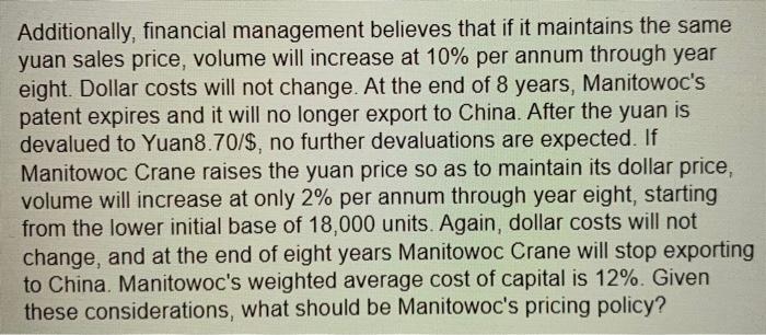 Crane (U.S.) exports heavy crane equipment to several Chinese dock facilities. Sales