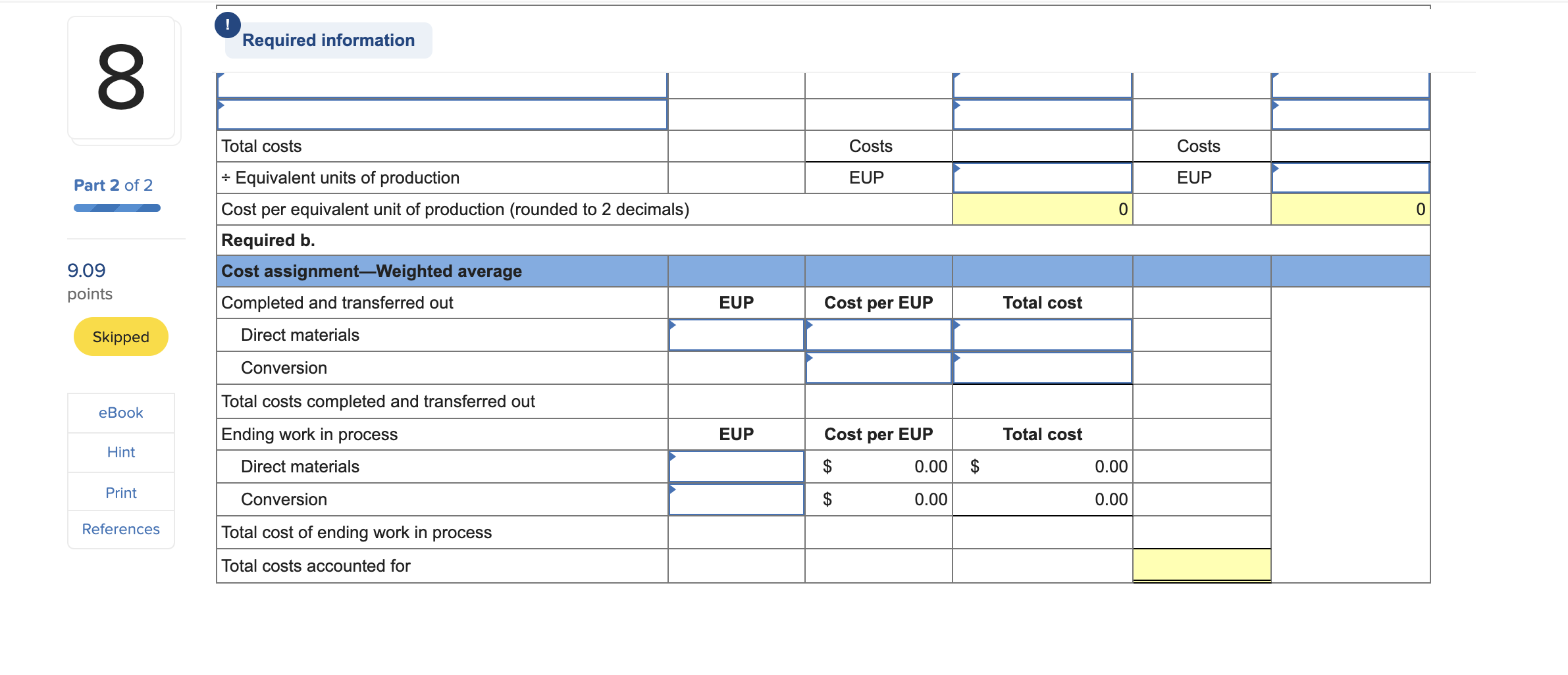 department's output-specifically, its units transferred to the next department and its ending