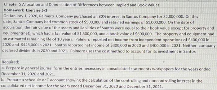  Chapter 5 Allocation and Depreciation of Differences between Implied and Book
