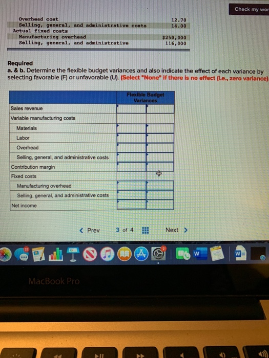 my work Problem 15-21 Determining and interpreting flexible budget variances LO 15-5