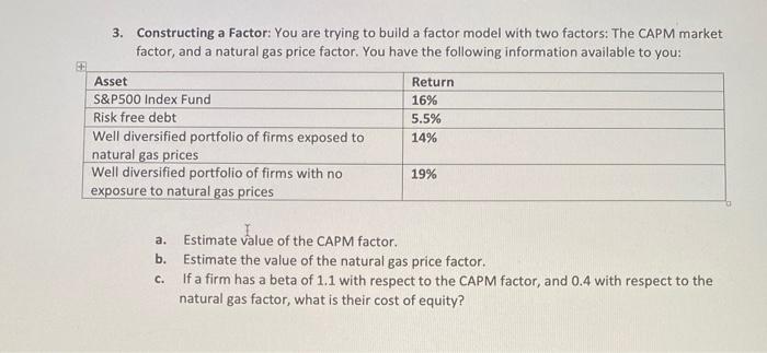 please make answrs steps clear, thank you! 3. Constructing a Factor: You