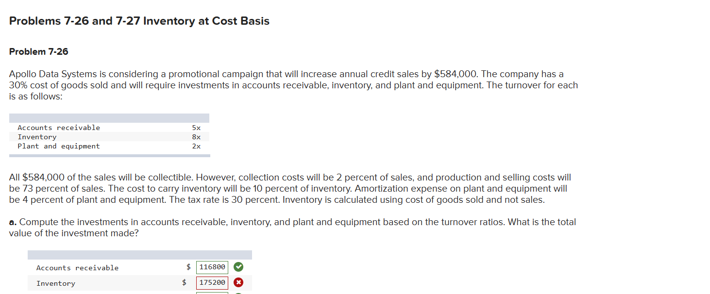 Problems 7-26 and 7-27 Inventory at Cost Basis Problem 7-26 Apollo