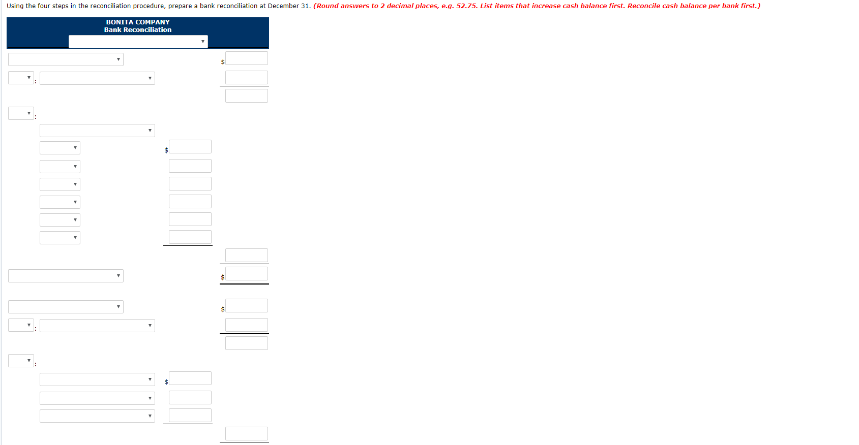 2020, was as follows. Bonita COMPANY Bank Reconciliation November 30, 2020 Cash