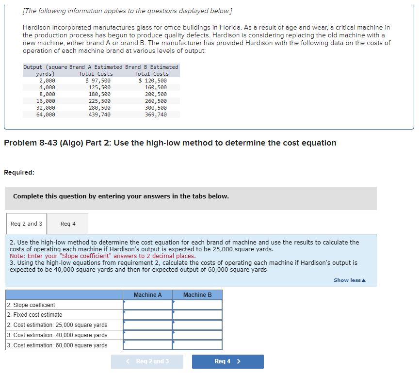  2. Use the high-low method to determine the cost equation for