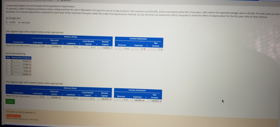 Computing Straight Line and Double Declining-Balance Depreciation On January 2, Reed