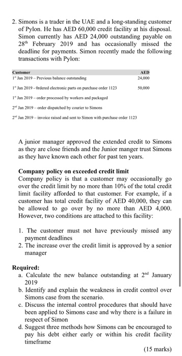  2. Simons is a trader in the UAE and a long-standing