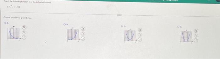  Graph the following function over the indicated interval. y=2*, [-3,3] Choose