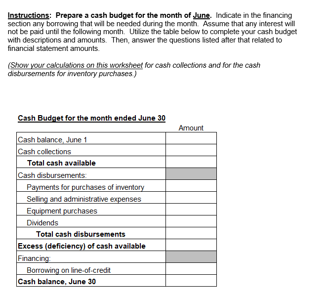 Preparation of a Cash Budget Javert Company provided the following information about