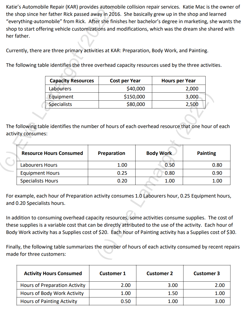  The gross profits per customer were $450 from customer 1; $450