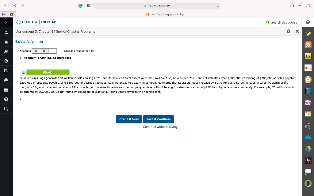 Assignment 3: Chapter 17 End-of-Chapter Problems Back to Assignment Attempts \begin{tabular}{|l|l|l|}