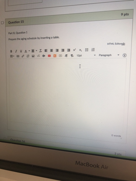  just 15 please 9 pts D Question 15 Part B, Question