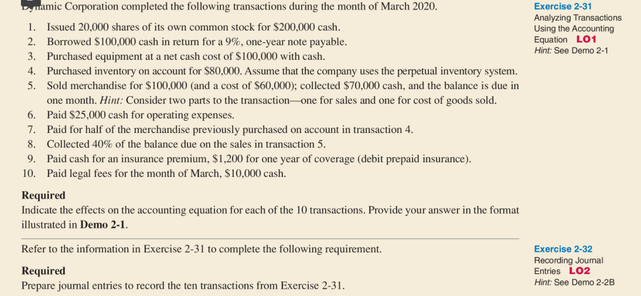 Hi, can I get some help with Excercise 2-31 and 2-32 please