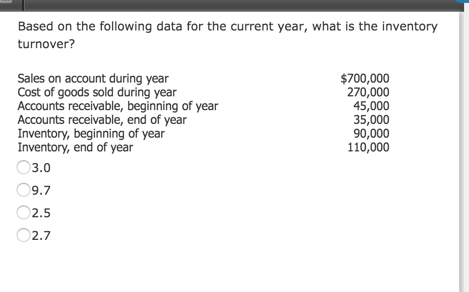 Based on the following data for the current year, what is