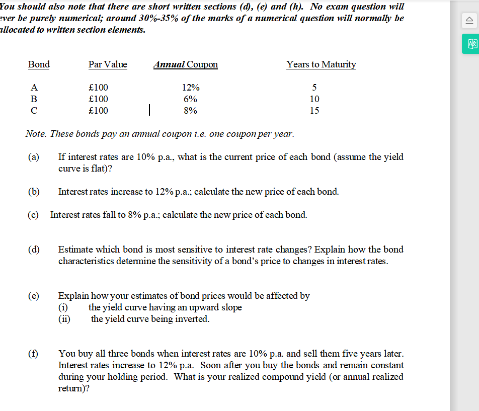 the question F You should also note that there are short