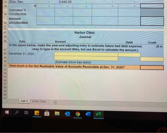 percentages of accounts receivable will be uncollectible for each category: Not yet