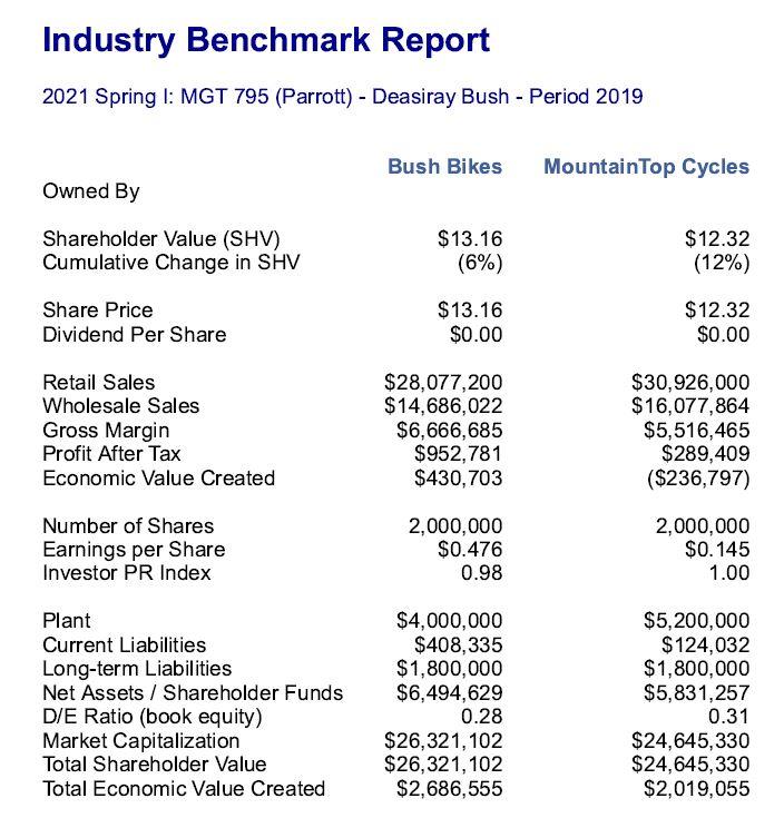 Determine how Bush Bikes can continuously increase their shareholder value (SHV) against