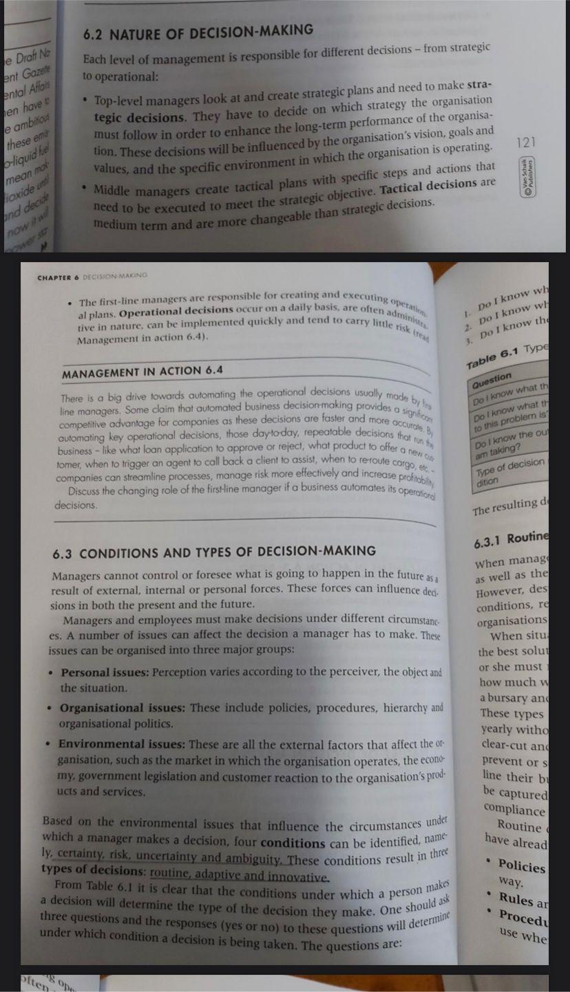 and external resources as well, ANSWER ONLY QUESTION 2 sion-making. Academy of