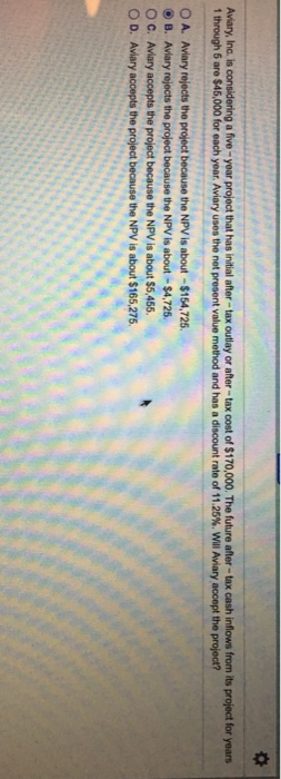  Aviary. Inc. is considering a five - year project that has