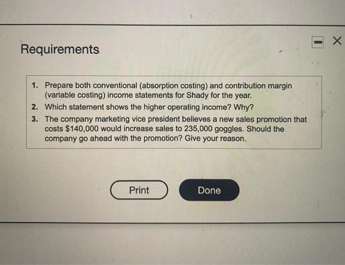 cost $140,000 would increase sales to 235,000 goggles. Should the company go