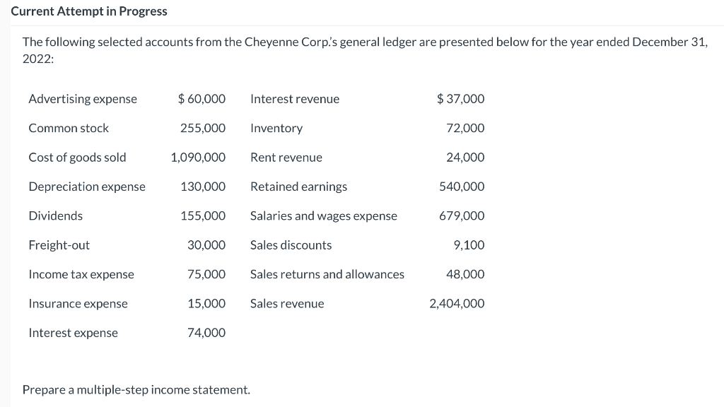  Current Attempt in Progress The following selected accounts from the Cheyenne