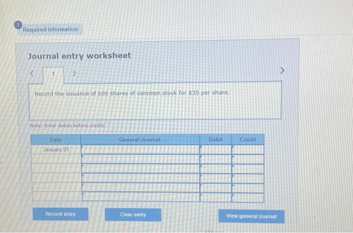 Record the issuance of 600 shares of common stock for $35 per