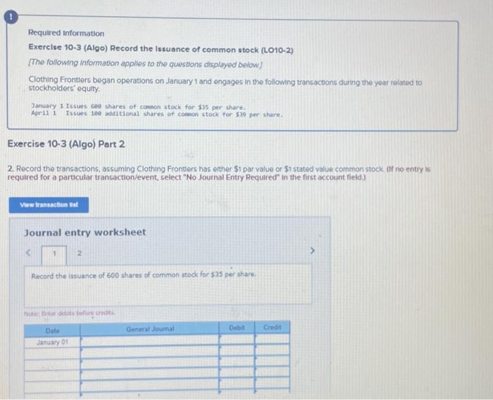 (LO10-2) [The following information applies to the questions displayed below] Clothing Frontlers