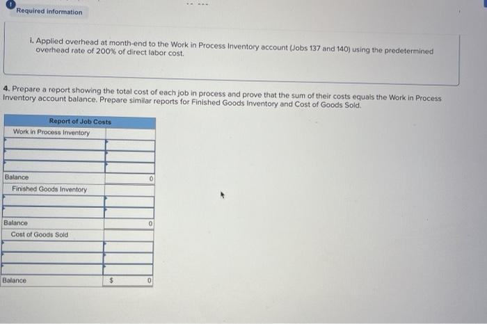 predetermined overhead rate is 200% of direct labor. Information on the company's