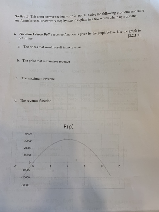  Section B: This short answer section worth 24 points. This short