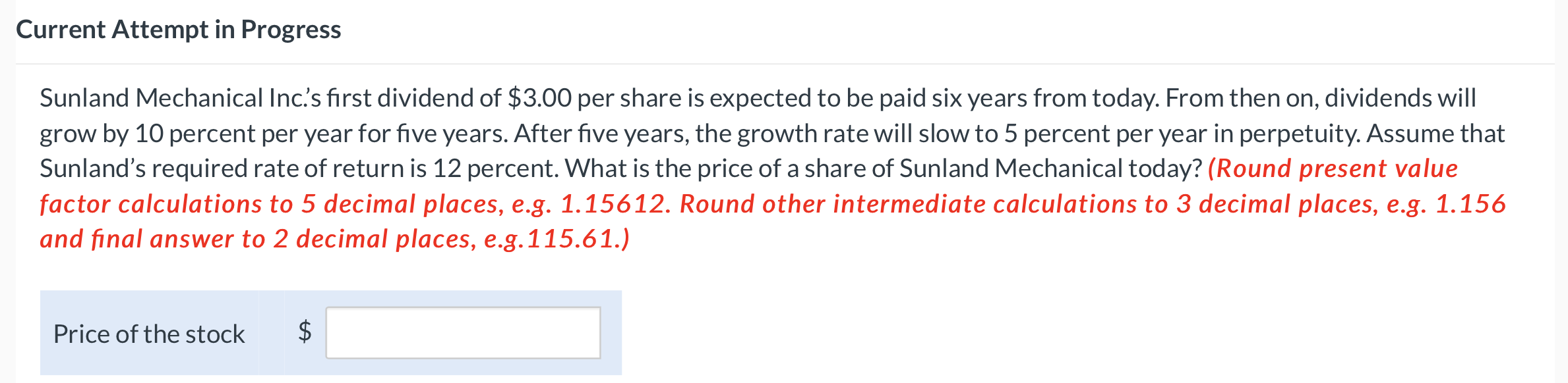  Current Attempt in Progress Sunland Mechanical Inc.'s first dividend of $3.00