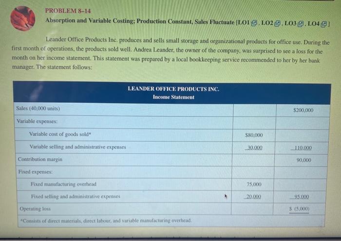  please solve for all and show work PROBLEM 8-14 Absorption and