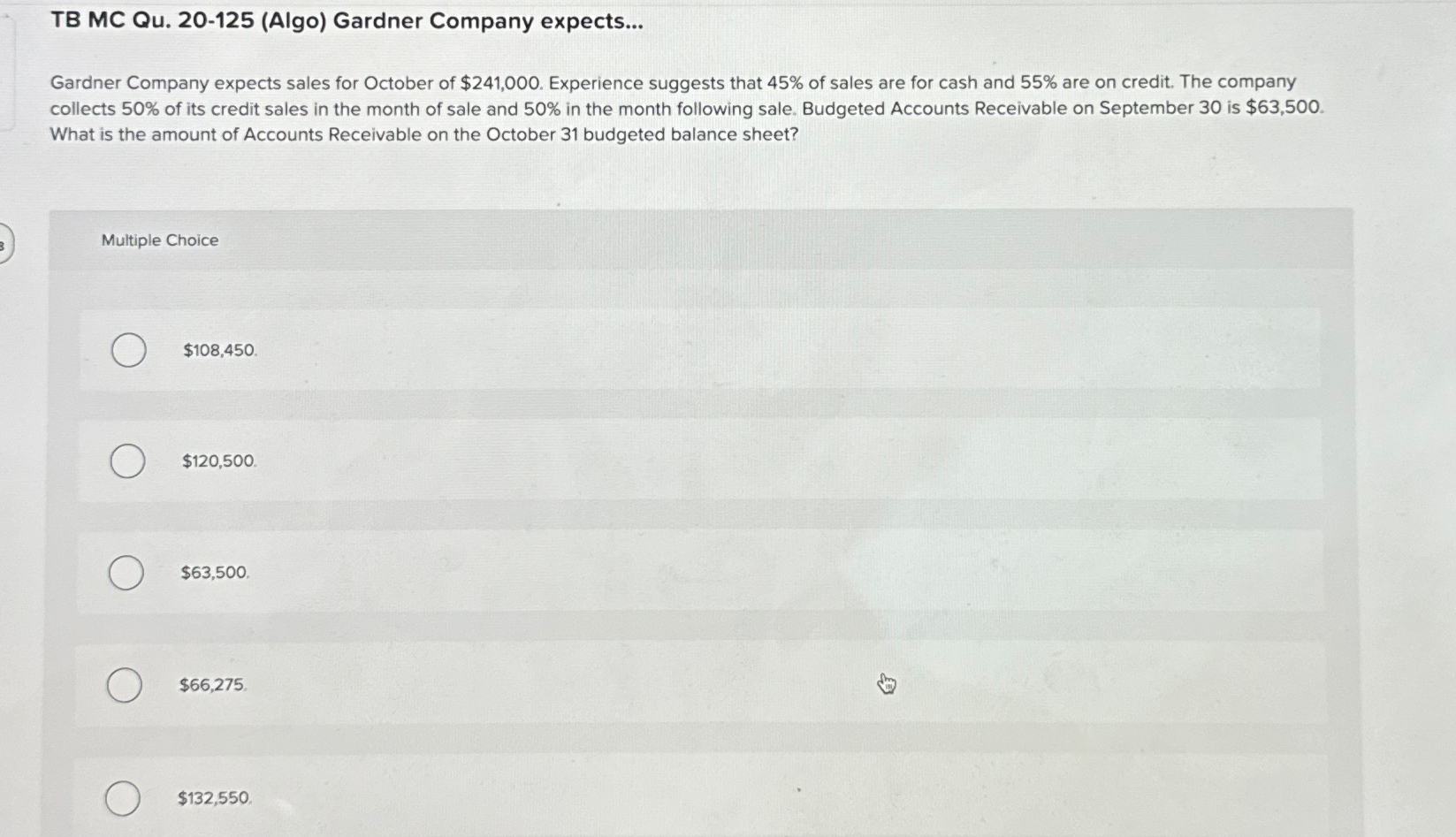  TB MC Qu.20-125(Algo) Gardner Company expects... Gardner Company expects sales for