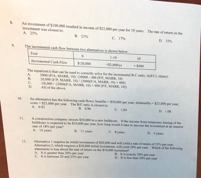 is the best solution 1. In evaluating three mutually exclusive alternatives by