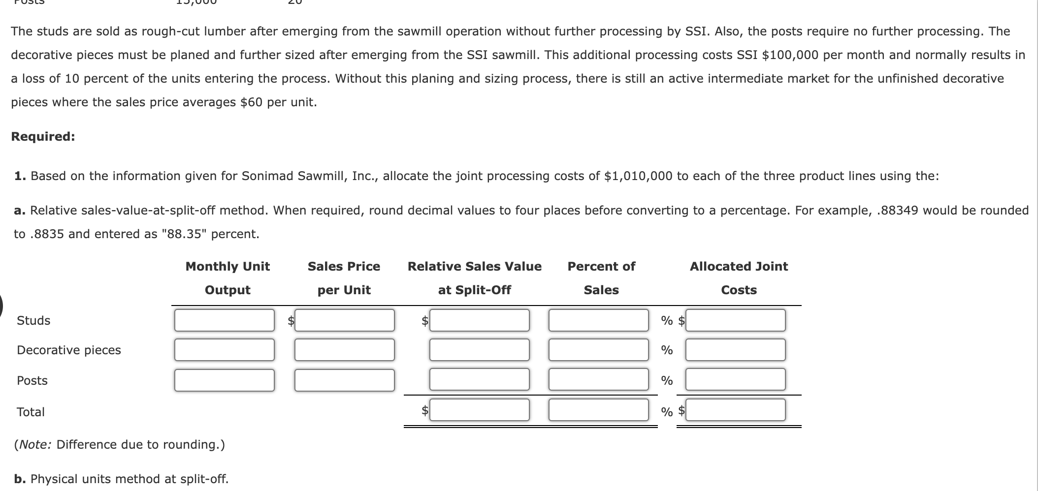 Making Sonimad Sawmill, Inc. (SSI), purchases logs from independent timber contractors and