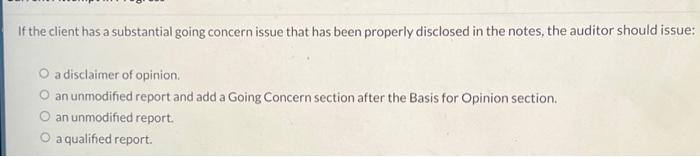 If the client has a substantial going concern issue that has been