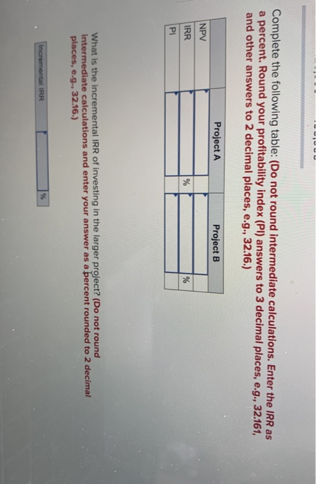 Assume the discount rate for both projects is 8 percent. Project Server