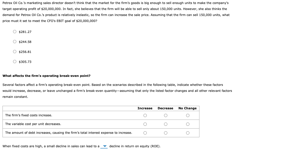 costs of $15,000,000. The product will be sold for $41.50 per unit,