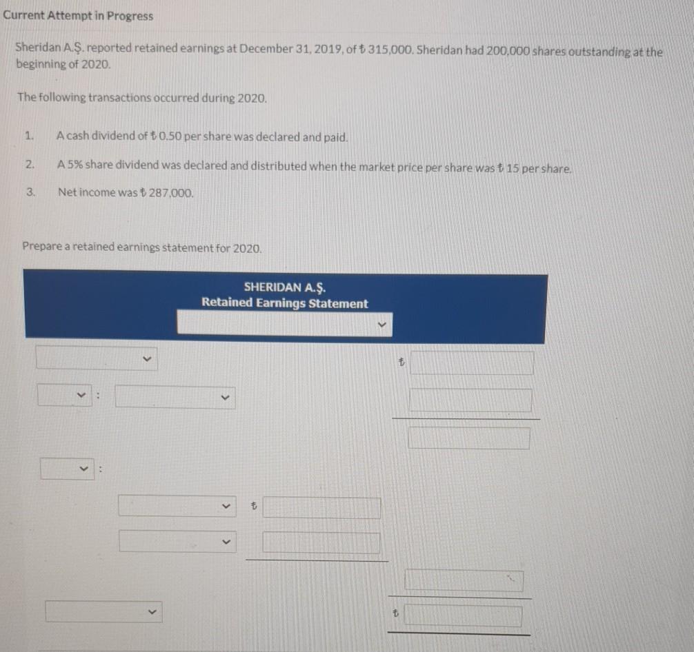 Current Attempt in Progress Sheridan A.. reported retained earnings at December