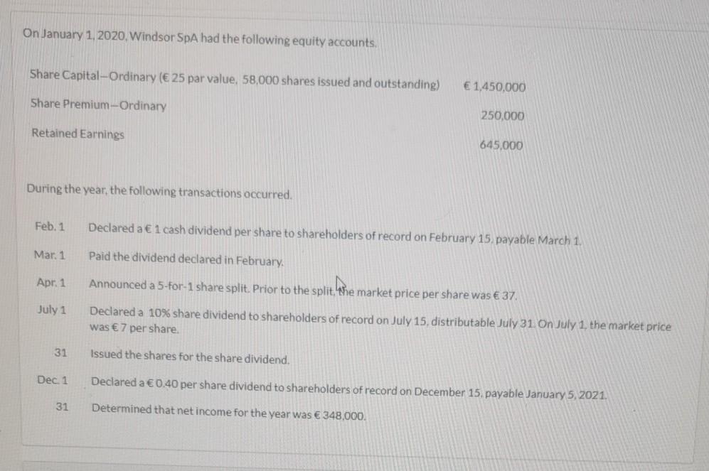 31, 2019, of 315,000. Sheridan had 200,000 shares outstanding at the beginning