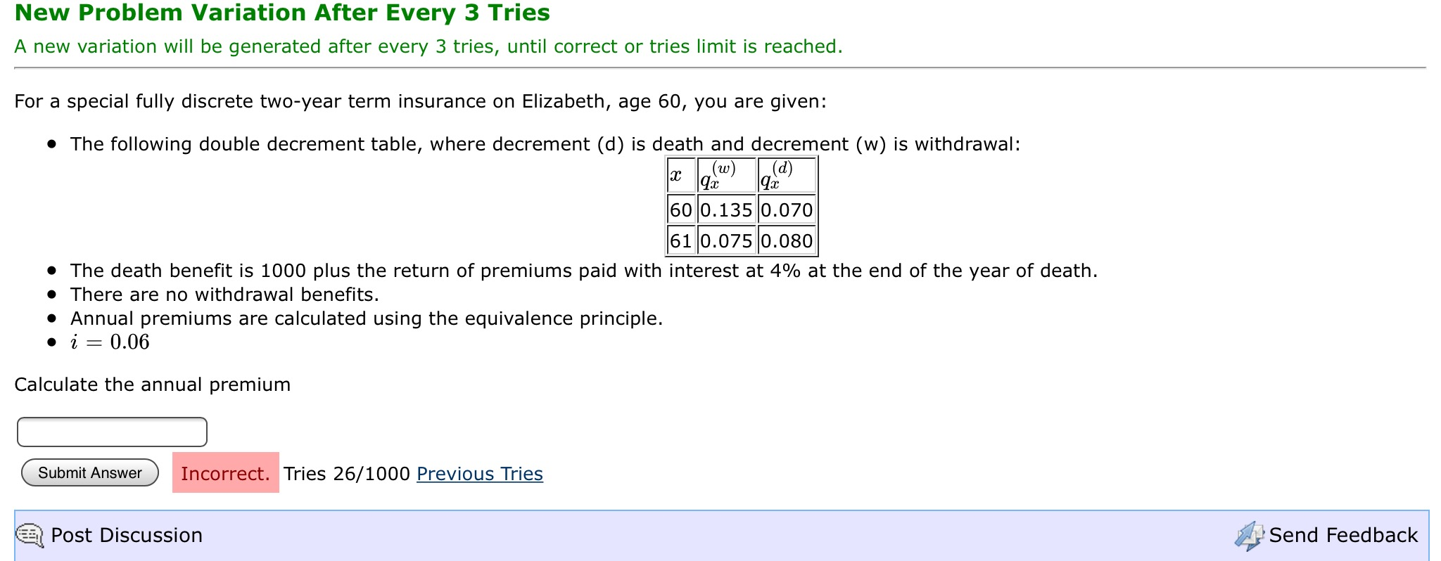 New Problem Variation After Every 3 Tries A new variation will