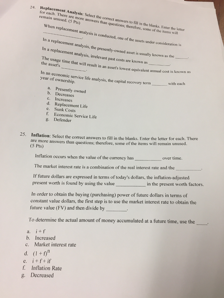  please show me all steps 24. Replacement Analysis: Select the correct