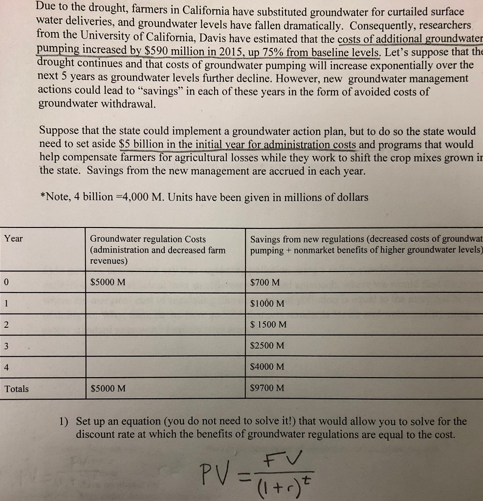 1) Set up an equation that will solve for the discount rate