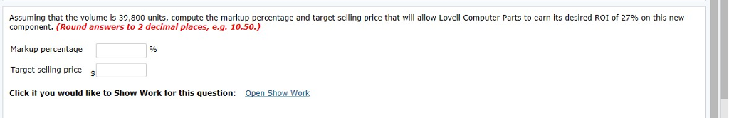 setting a selling price on a new component it has just designed
