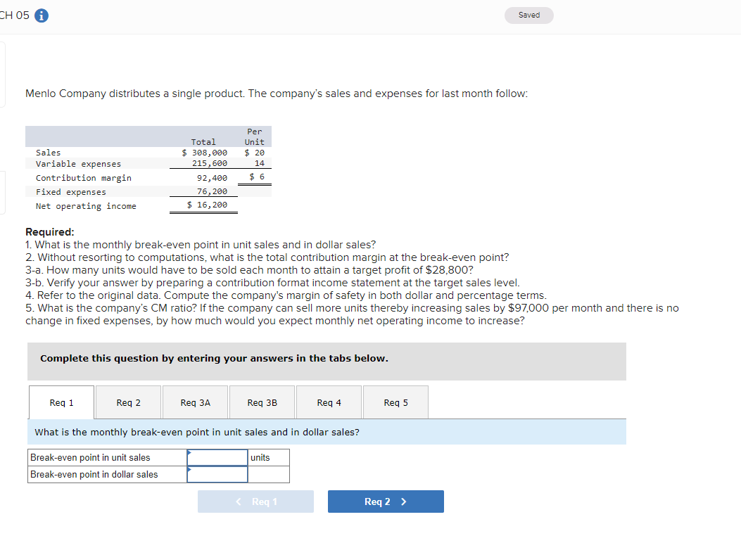 PLEASE SHOW ALL STEPS CH 05 Saved Menlo Company distributes a