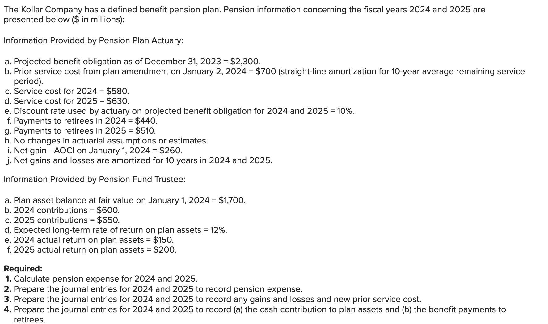  presented below ( $ in millions): Information Provided by Pension Plan
