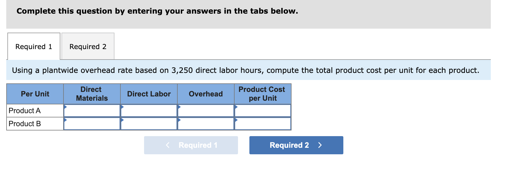 and activity-based costing LO P1, P3 Consider the following data for two