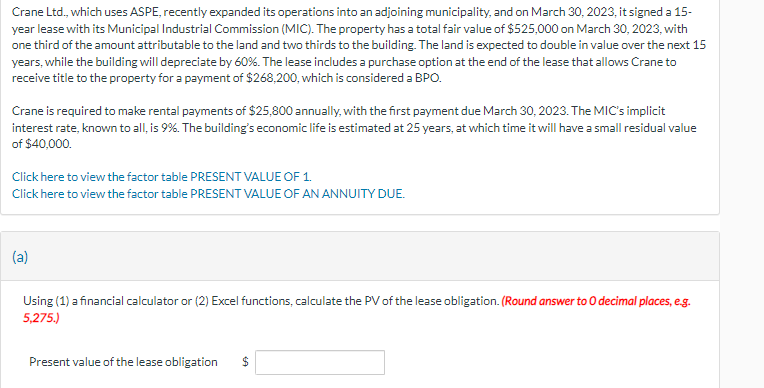 Crane Ltd., which uses ASPE, recently expanded its operations into an