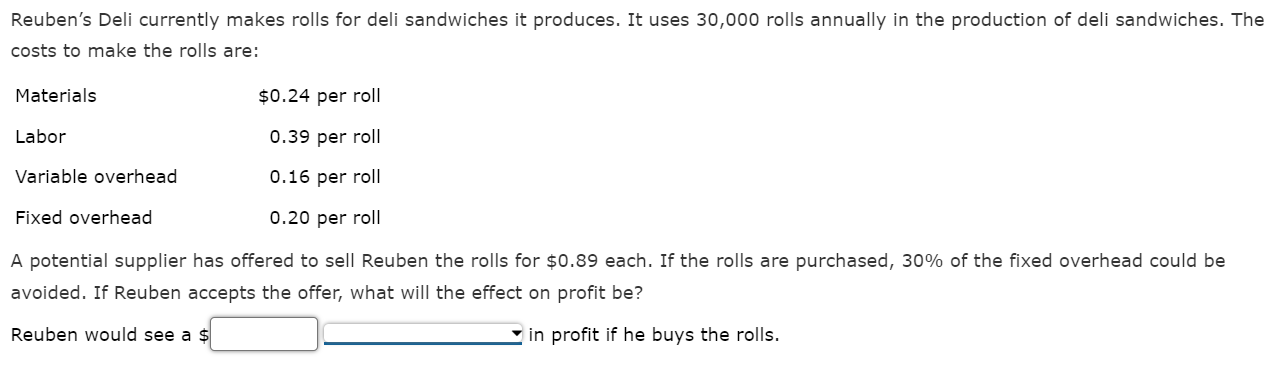  fill in the blank is Increase or Decrease in profit? Reuben's