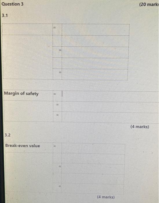 of safety (expressed in units). (4 marks) 3.2 Use the marginal income