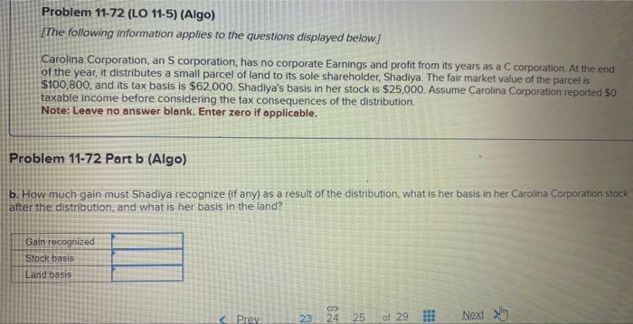 to the questions displayed below] Carolina Corporation, an S corporation, has no