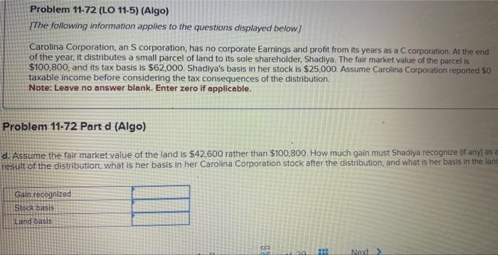 the end of the year, it distributes a small parcel of land